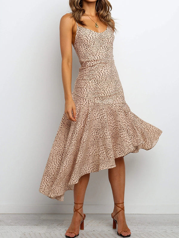 Sommer Leopardenmuster Sonnenkleid