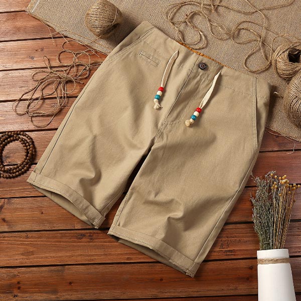 Shorts lisos en algodón liso y lino para hombre