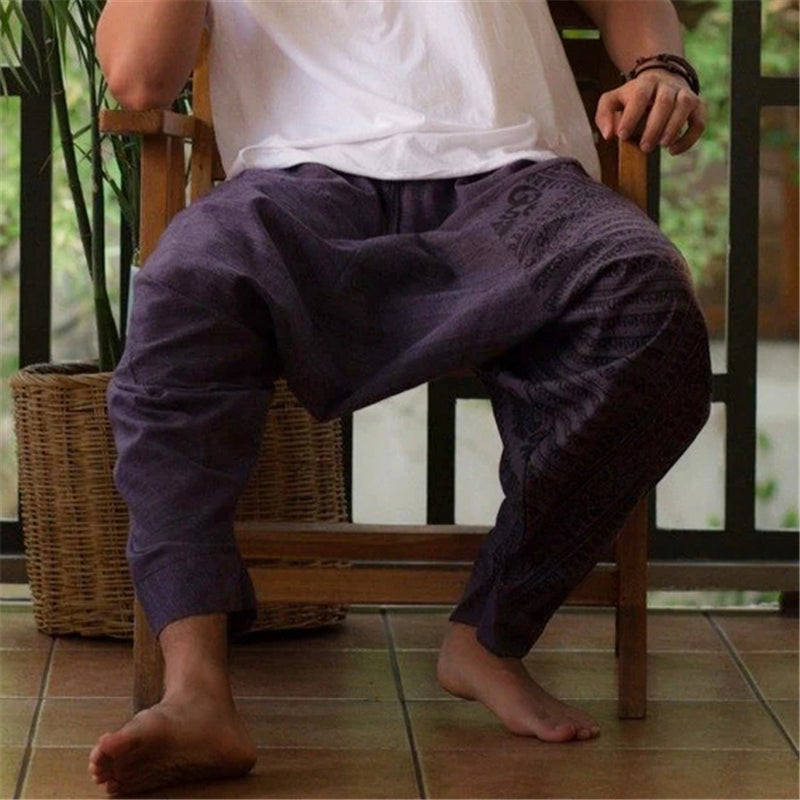 Pantalones de hombre con estampado retro, bragas regulares