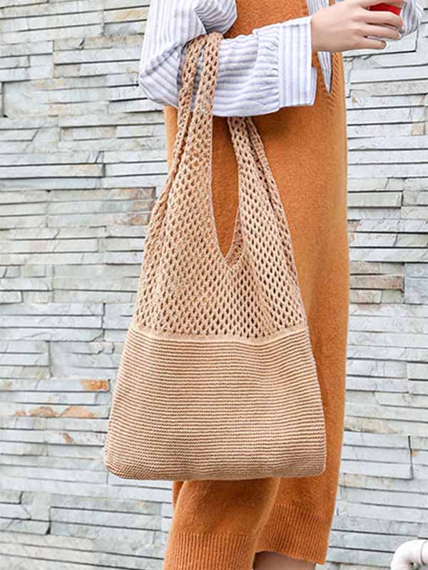 Moteriškas vilnonis megztas pečių krepšys