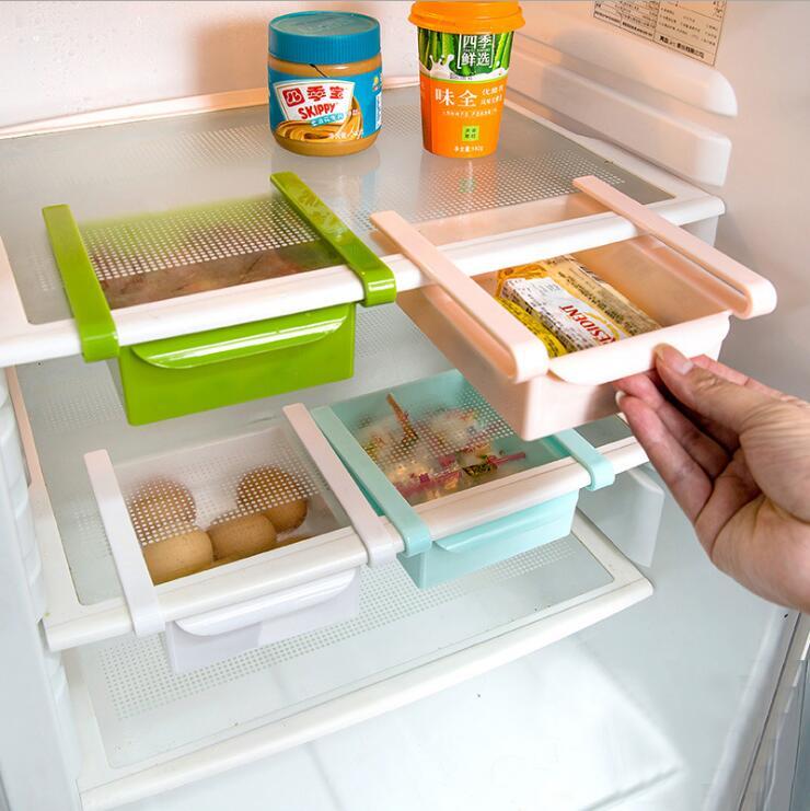 Mini ABS Slide Kitchen Fridge-Freezer, Organización para ahorrar espacio, Estantes de baño con gabinete de almacenamiento