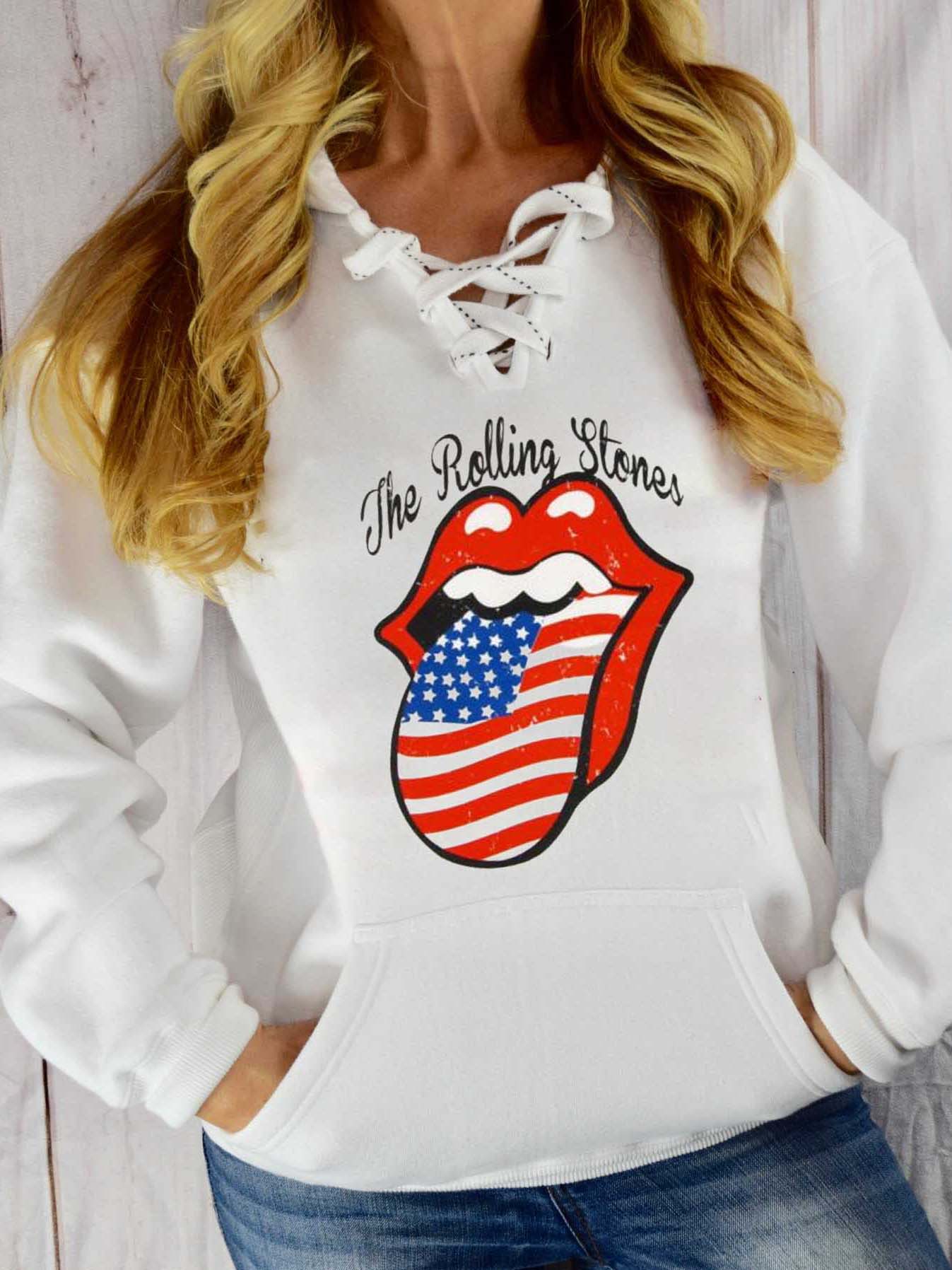 Suéteres de mujer &quot;Rolling Stones Print&quot; con encaje