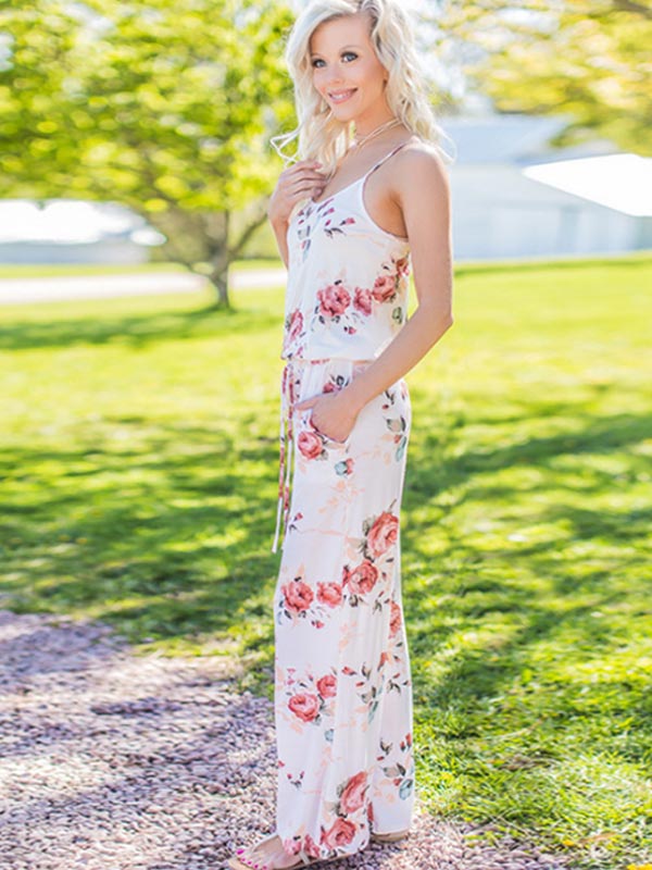 Frauen Sling Print Loose Jumpsuit