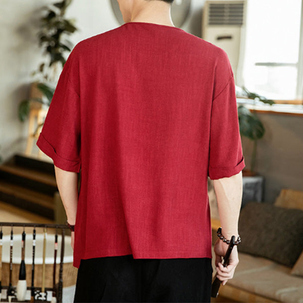 Camiseta de hombre en estilo chino con encaje