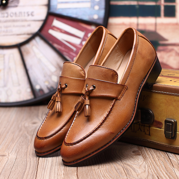Mocasines de cuero con decoración de borlas para hombre Zapatos de vestir sin cordones