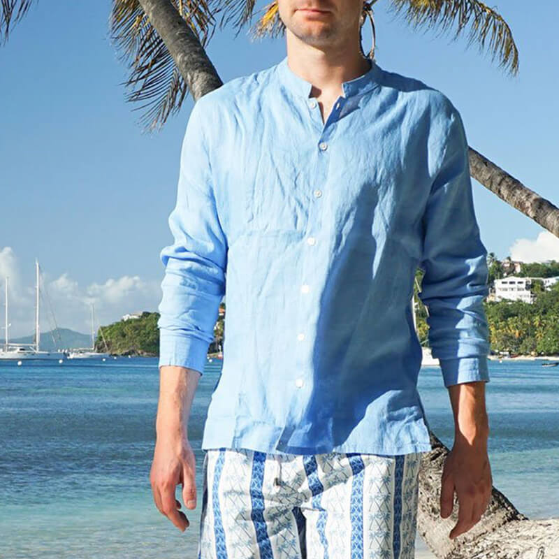 Leichtes Leinenhemd im Sommerstrand-Stil für Herren