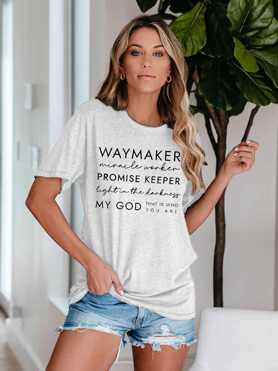 Frauen Way Maker Songtexte Faith Print T-Shirt