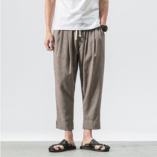 Pantalones de lino sueltos casuales para hombres