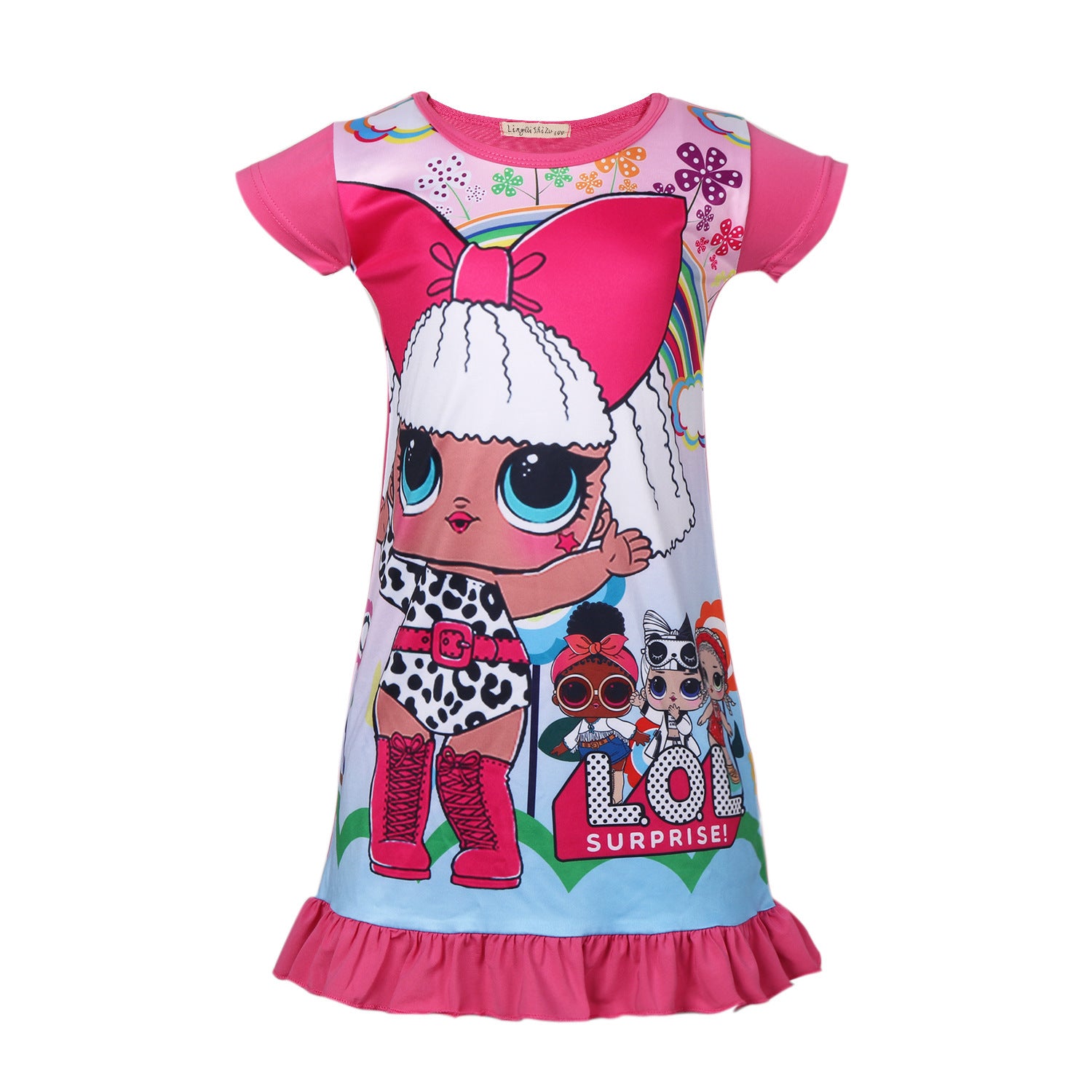 Vestido estampado estampado de dibujos animados para niñas
