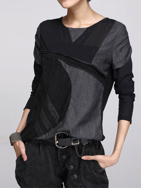 Camisa vaquera de manga larga para mujer