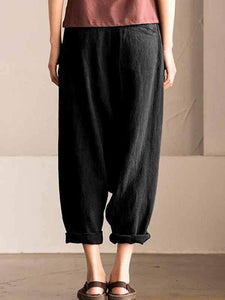 Pantalón harén extragrande de lona de algodón