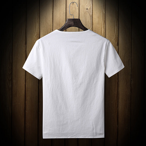 Kurzarm-T-Shirt aus Baumwolle und Leinen für Herren