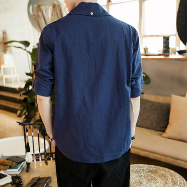 Traje casual de lino estilo chino para hombres