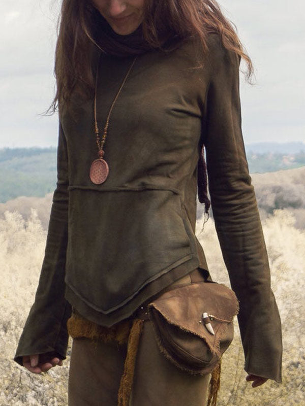 Damen Vintage handgefärbter Taschenpullover