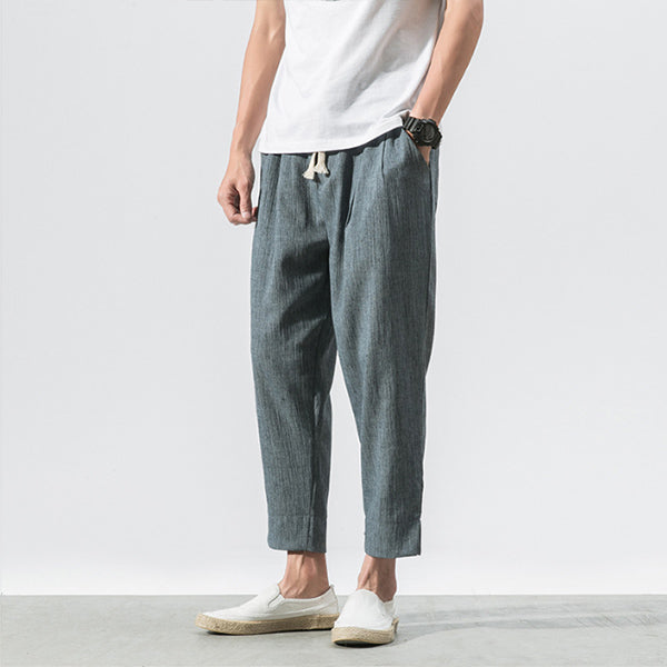 Pantalones de lino sueltos casuales para hombres