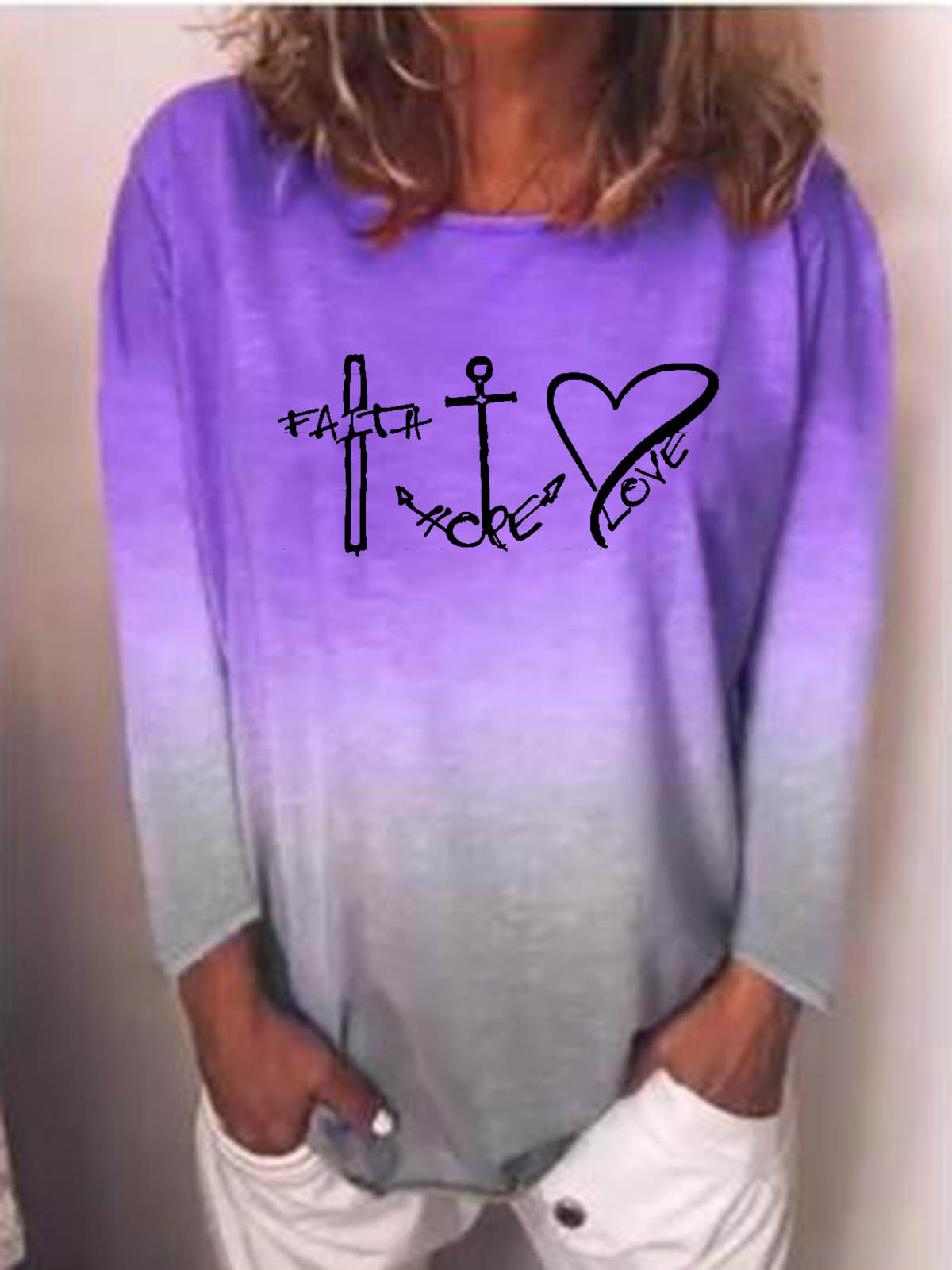 FAITH HOPE LOVE Farbverlauf T-Shirt