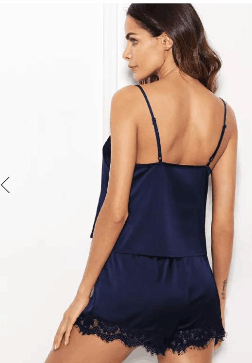 Traje de dos piezas de pijama de encaje sexy