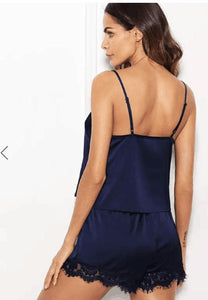 Traje de dos piezas de pijama de encaje sexy