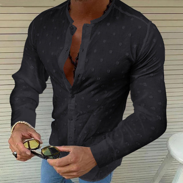 Herren Langarm-Freizeithemd aus Chiffon-Jacquard