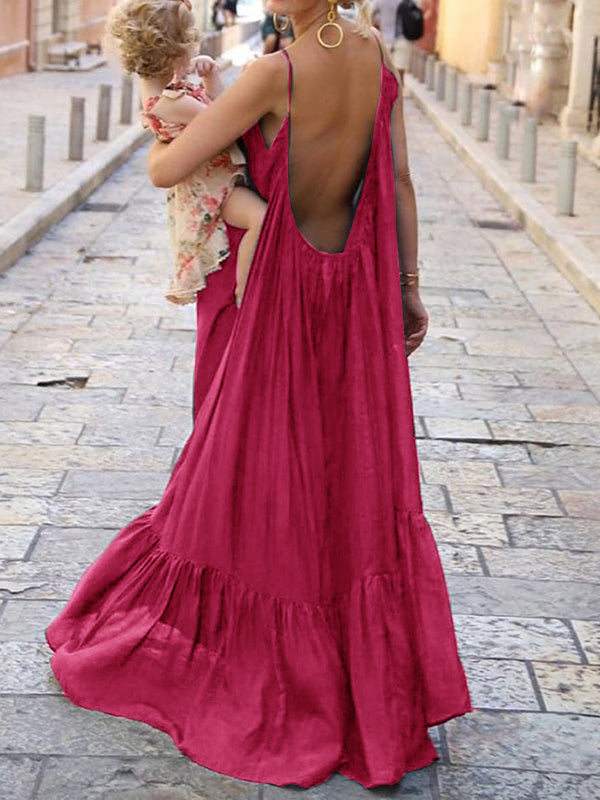 Rückenloses Boho Party Maxikleid