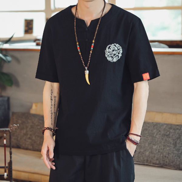 Leinen-T-Shirt der Männer im chinesischen Stil