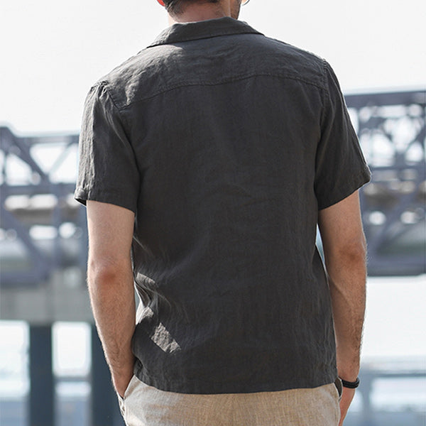 Atmungsaktives lässiges Kurzarmhemd aus Leinen für Herren