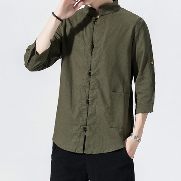 Jersey de lino estilo chino para hombre