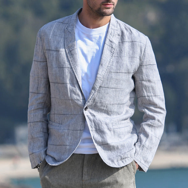 Traje casual a cuadros de lino para hombres
