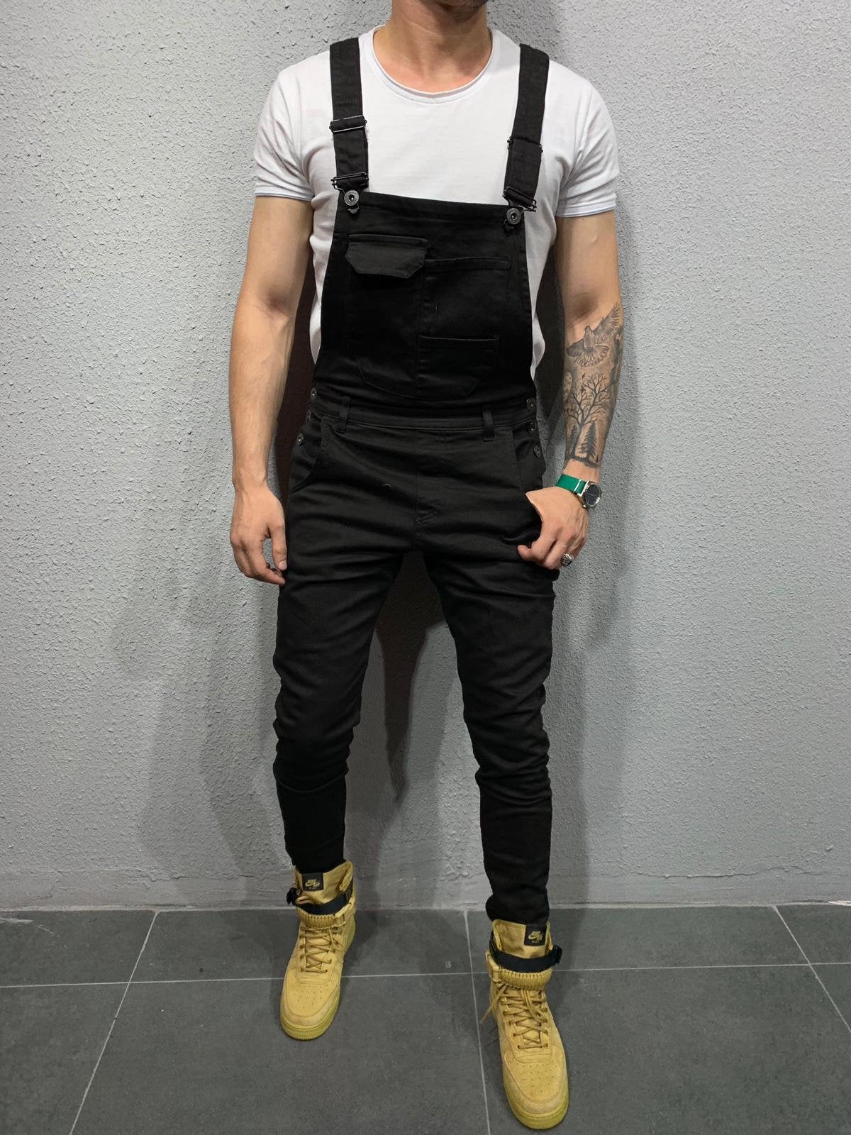 Wish Amazon moda hombre tirantes mamelucos de mezclilla pantalones de mezclilla rasgados comercio exterior monos populares