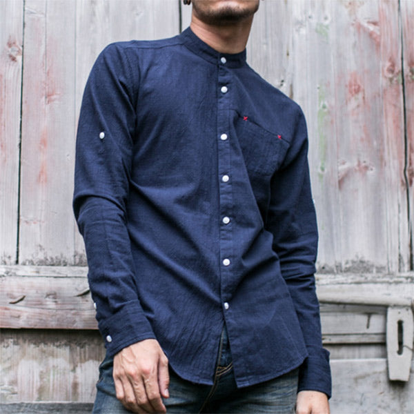 Camisa de lino con cuello para hombre
