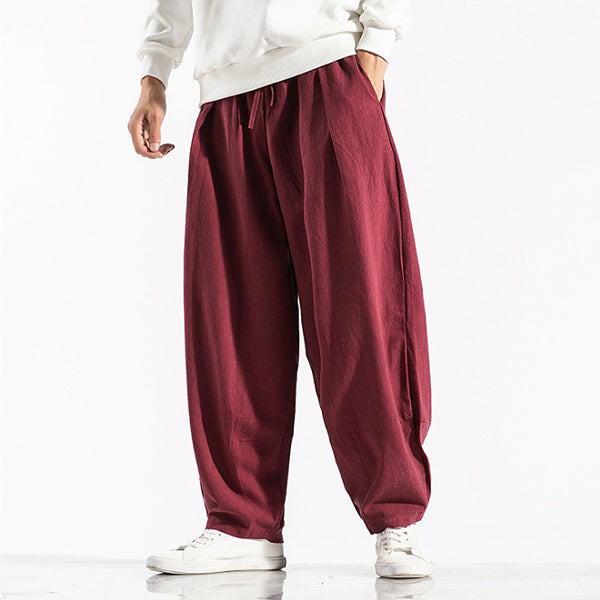 Pantalones de algodón y lino para hombre.