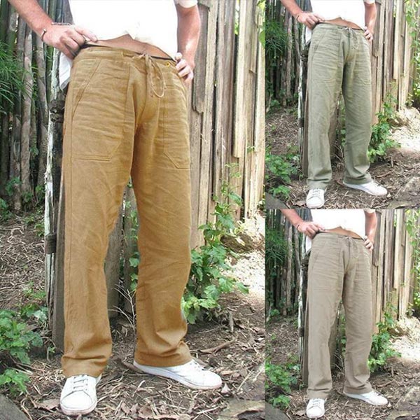 Pantalones sueltos de lino para hombres