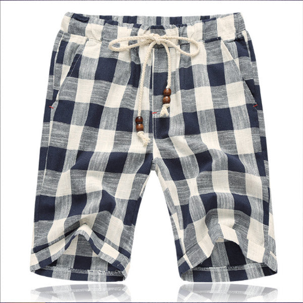 Shorts de lino a cuadros para hombre
