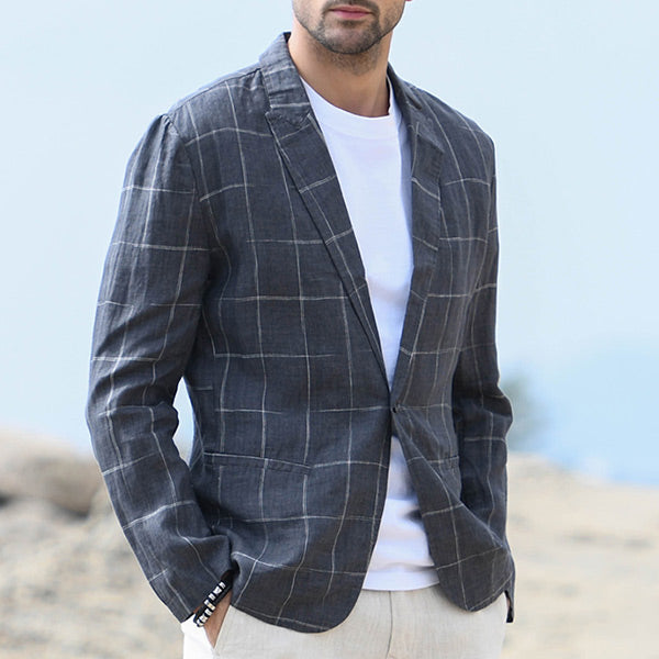 Traje casual a cuadros de lino para hombres