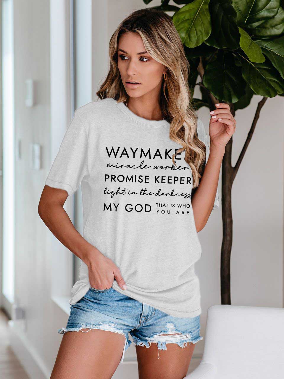 Frauen Way Maker Songtexte Faith Print T-Shirt