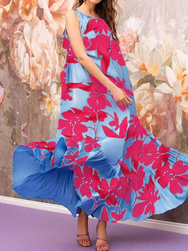 Vestidos maxi de vacaciones florales permanentes para el vestido de noche