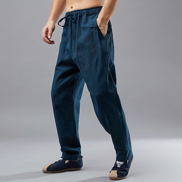 Cordones de hombre de pantalones de algodón de cáñamo