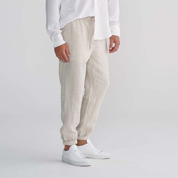 Pantalones de lino cónicos para hombres