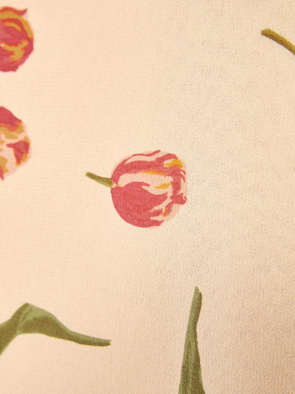 Split Puff Sleeve Midi Kleid mit Blumendruck