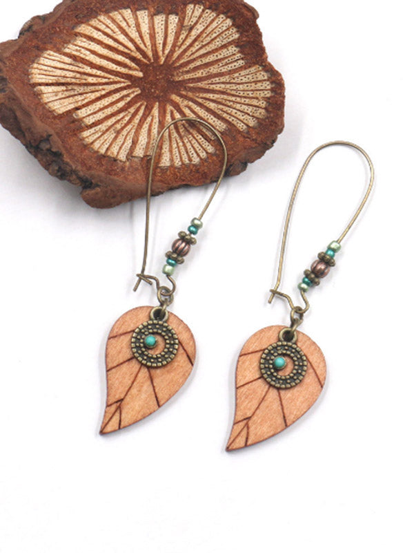 Pendientes de aleación de madera para mujer