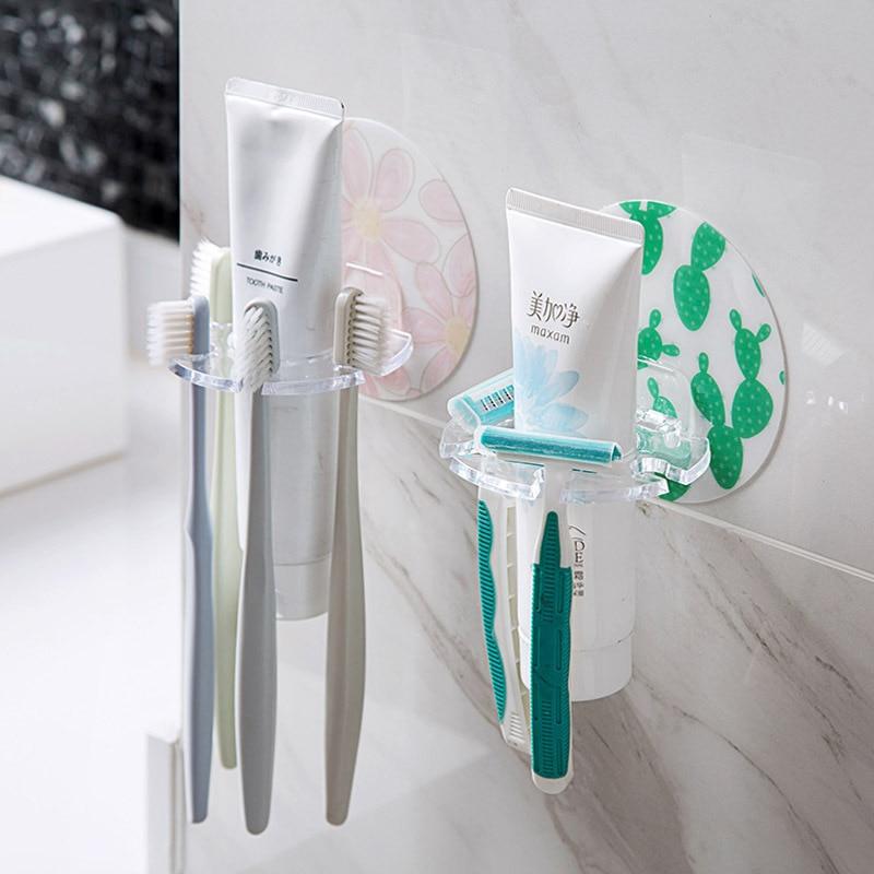 BalleenShiny Cute Animated Baño Cocina Cara sonriente Cepillo de dientes Toalla Estante de almacenamiento Chupete Gancho Soporte de pared