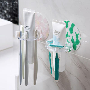 BalleenShiny Cute Animated Baño Cocina Cara sonriente Cepillo de dientes Toalla Estante de almacenamiento Chupete Gancho Soporte de pared