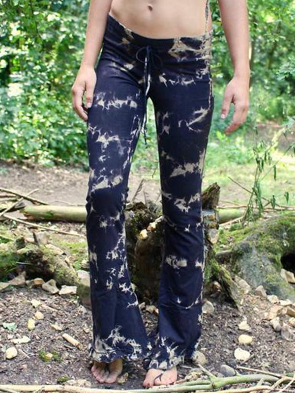 Pantalones de yoga de algodón orgánico con efecto tie dye fértil para mujer