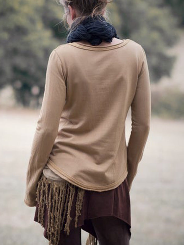 Damen Vintage handgefärbter Taschenpullover