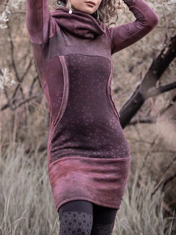 Damen Vintage Print Panel Kapuzenoberteil