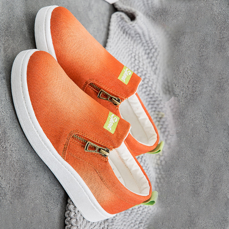 Zapatos casuales de lona de moda para mujer con cremallera