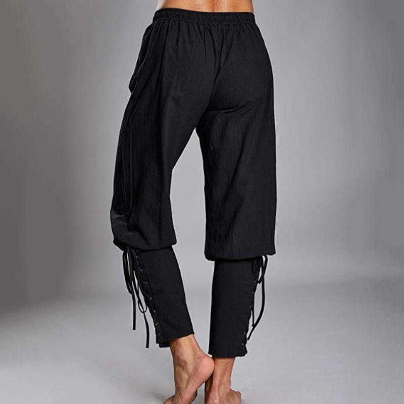 Hippie de verano para hombre Casual Super Soft Rope Cintura elástica Cintura Ligero Pantalones de lino