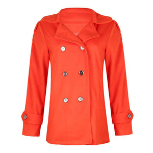 Plus Size Buttoned Solid Casual Shawl Collar Coat