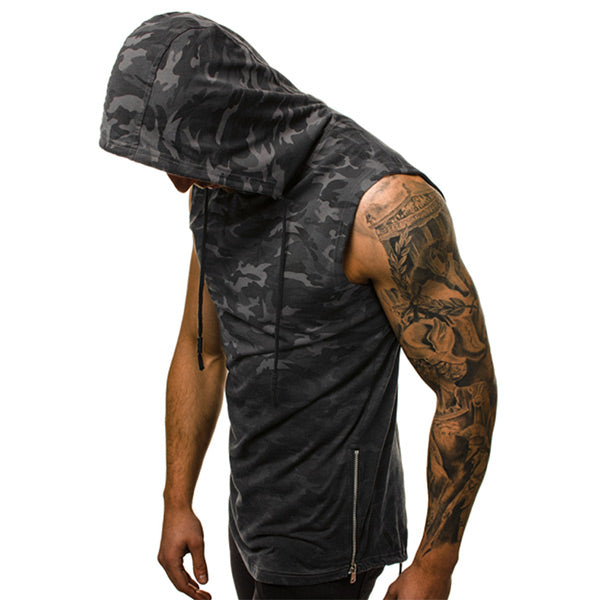Camisa sin mangas para hombres con capucha y degradado