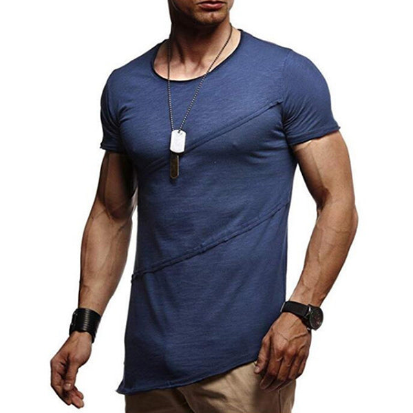 Herrenmode plissiertes kurzärmeliges Rundhals-T-Shirt